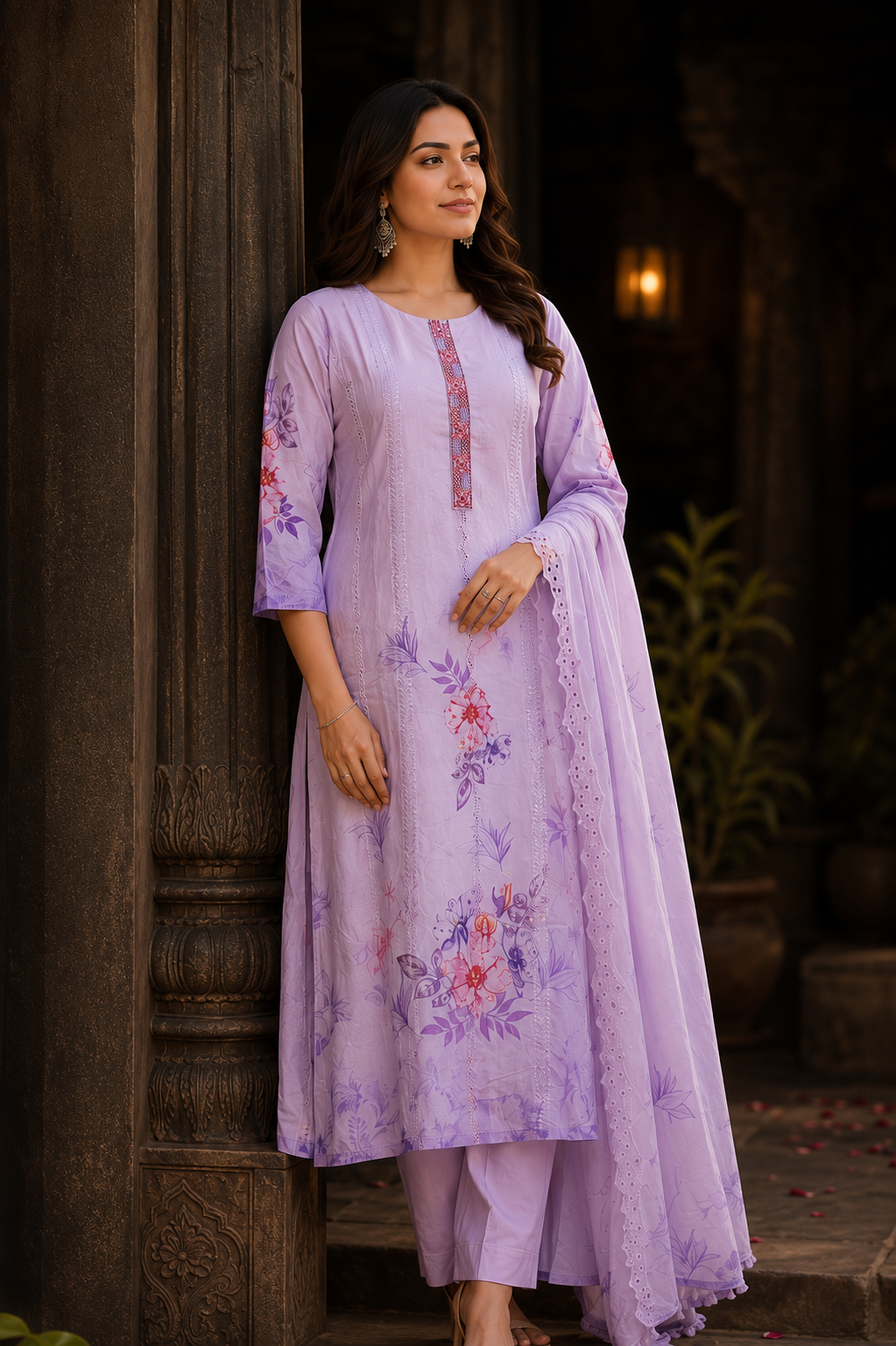 Raniriwaaz Lavender Bloom Kurta Set