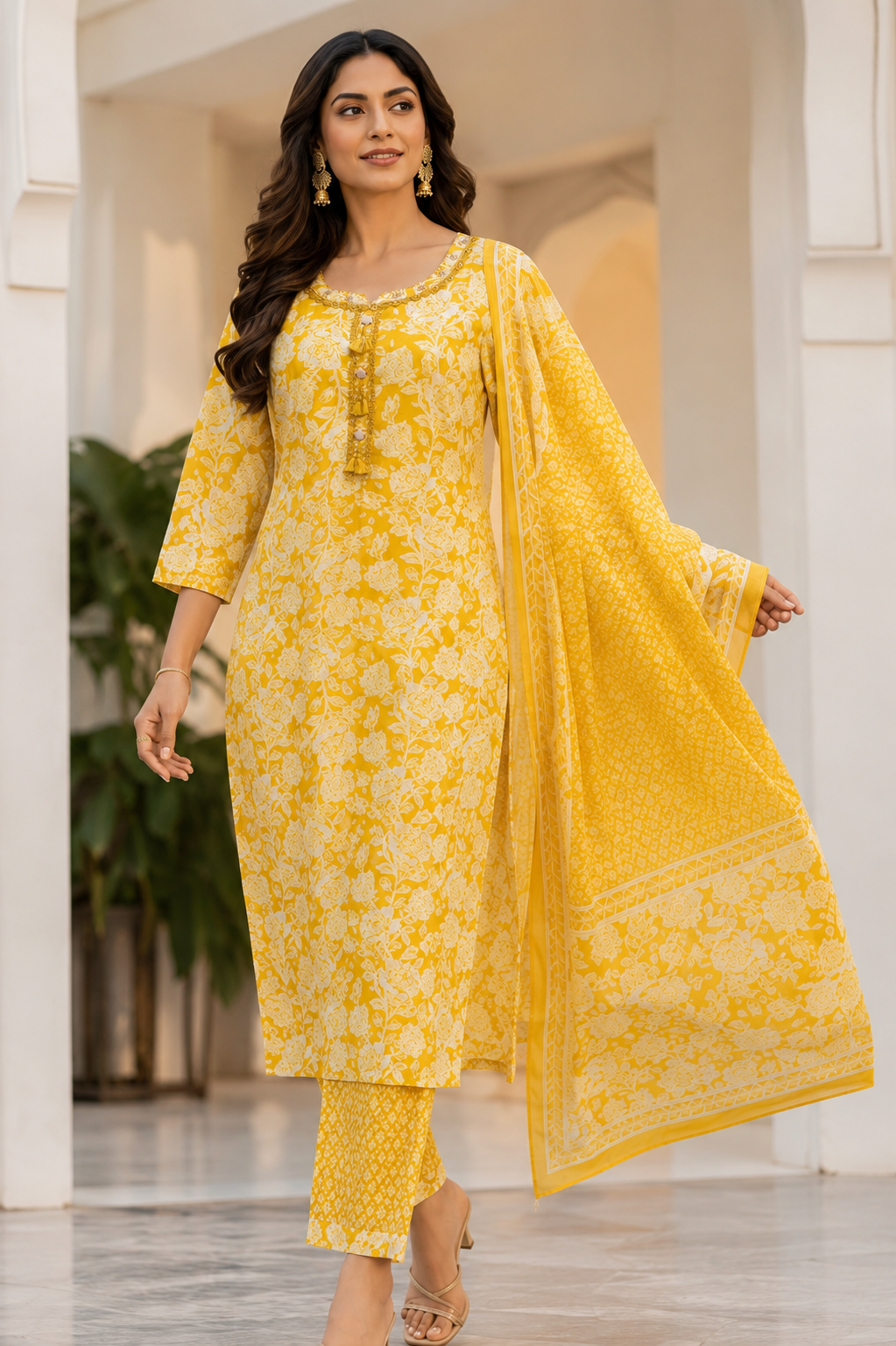 Raniriwaaz Sunehri Blossom Kurta Set