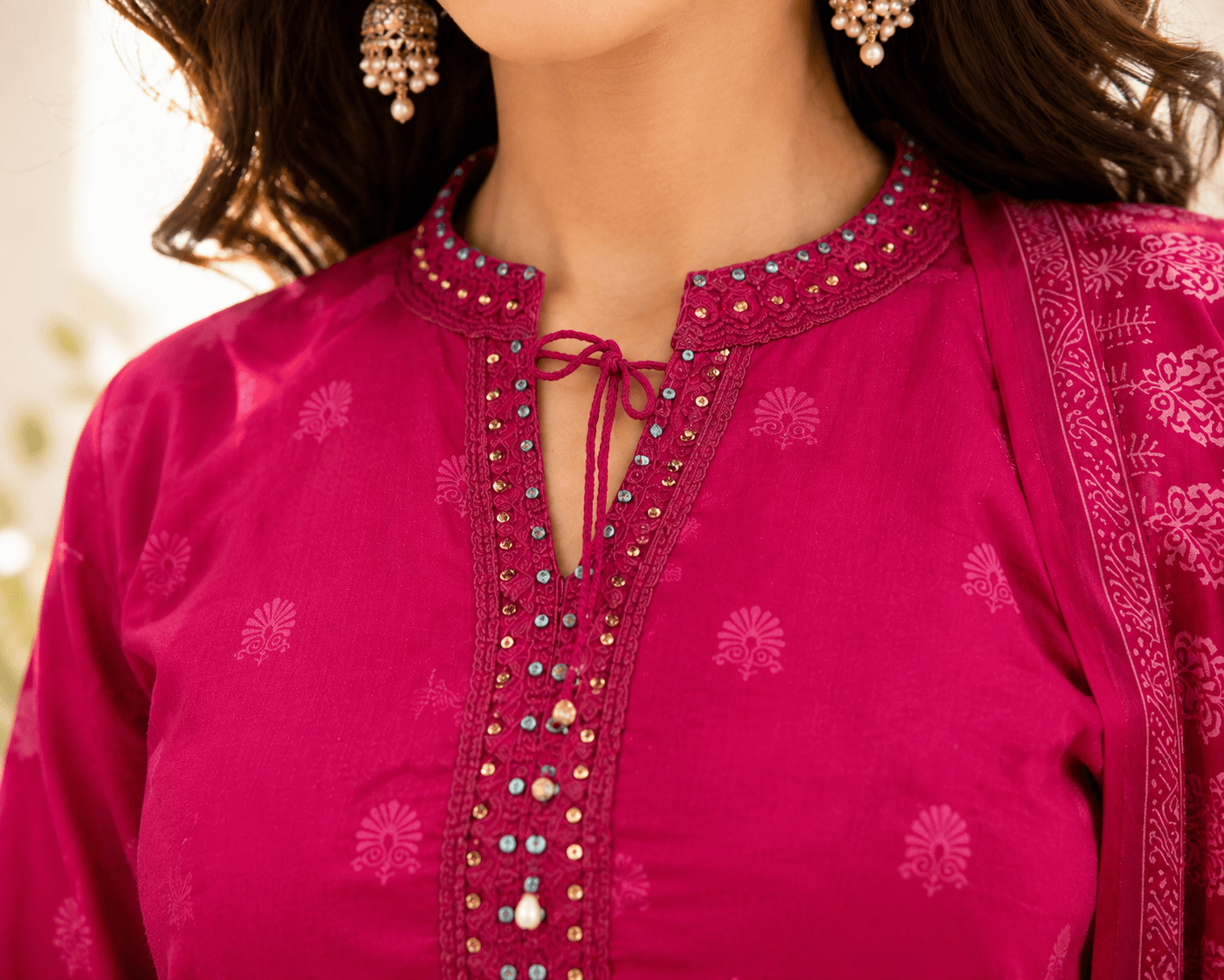 Raniriwaaz Peacock Bloom Hot Pink Kurta Sets