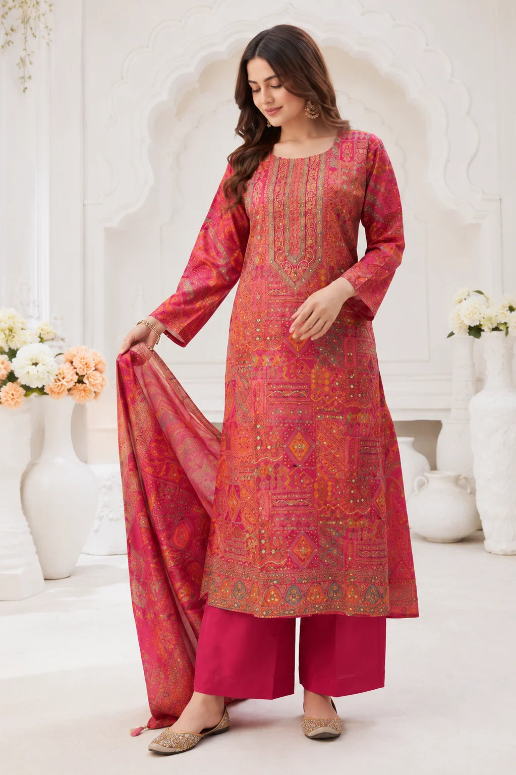 Gulnaar Pure Dola Silk Kurta Set