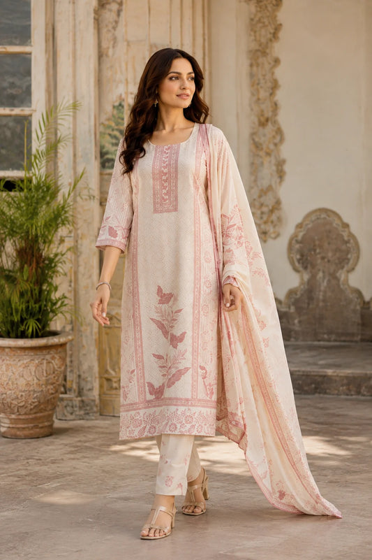 Blush Rose Chikankari Cotton Kurta Set