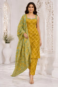 Mustard Bloom Bandhani Kurti Set